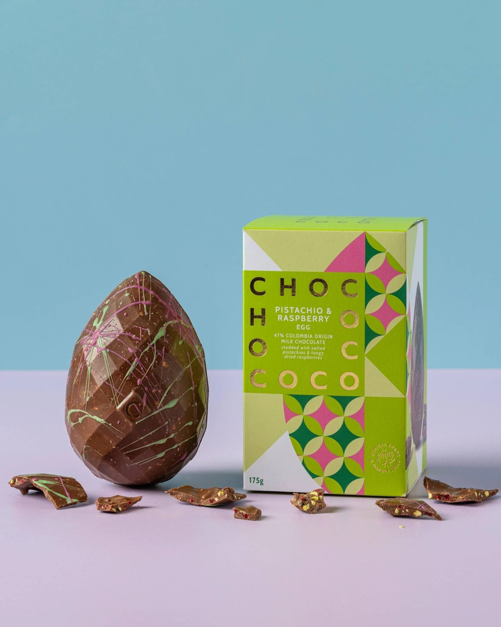 47% Milk Chocolate Pistachio and Raspberry Egg -New for 2026