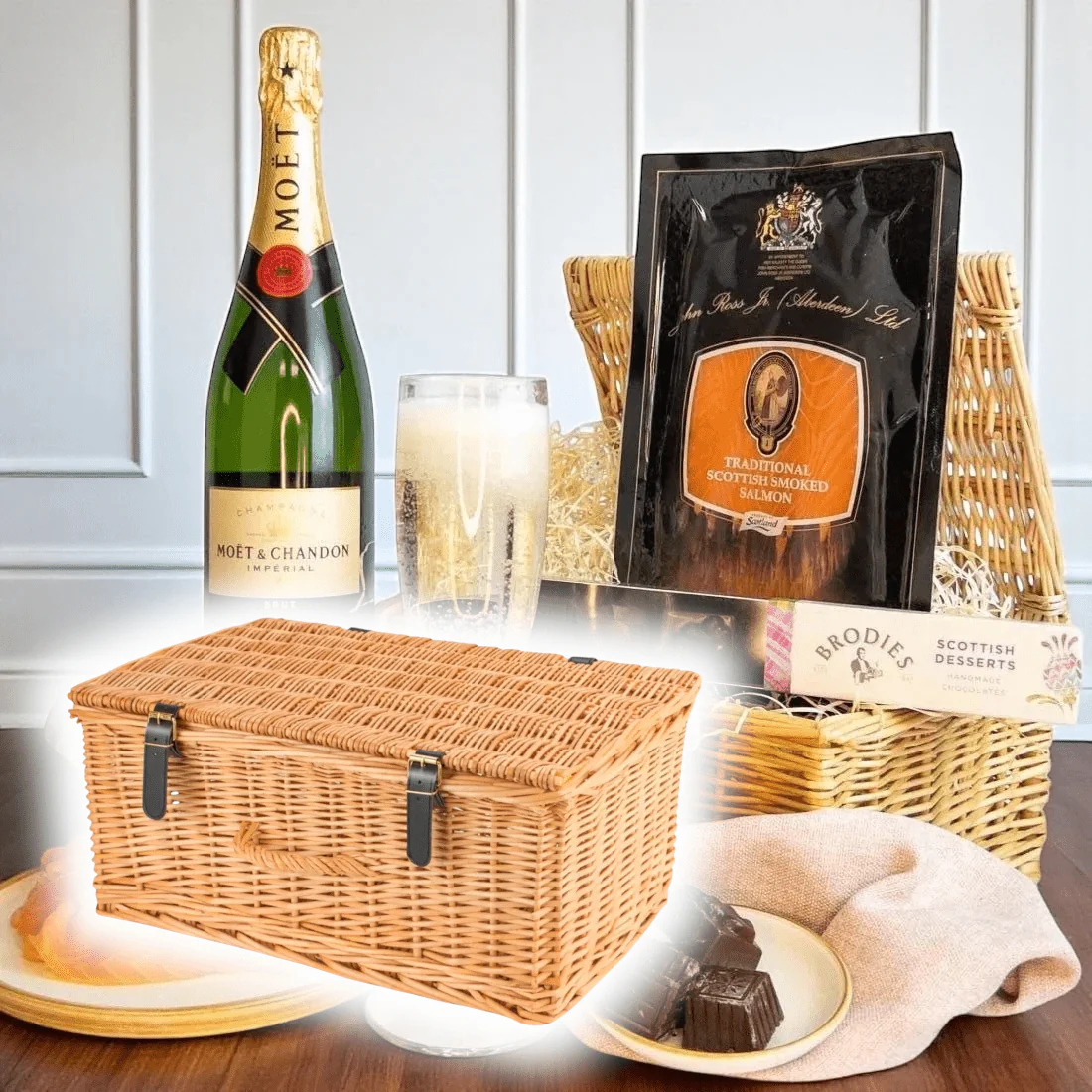 Champagne, Smoked Salmon & Chocolate Gift Hamper - Image 3